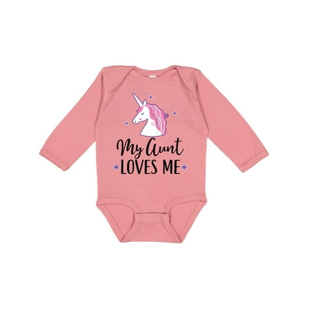 

Inktastic My Aunt Loves Me Unicorn Gift Baby Girl Long Sleeve Bodysuit