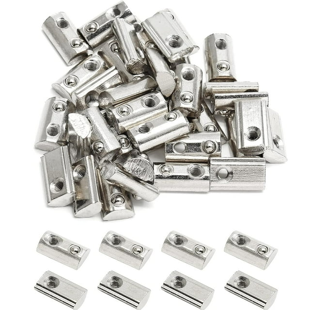 HUGFEGWE 50 Pcs 2020 Series M3 Half Round Roll in Spring T Nuts, Roll in Spring Loaded T Nut for European Standard 20 Series 6mm T-Slot Aluminum Extrusion Profile CJB91-55121