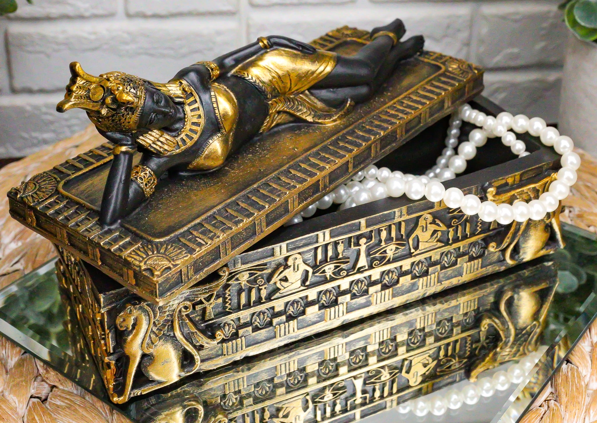 Ebros 8" Long Ancient Egyptian Queen Cleopatra in Repose Decorative Jewelry Box