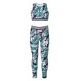 thumbnail image 5 of DPOIS Kids Girls Athletic Racer Back Crop Top and Leggings Camouflage Set, 5 of 6