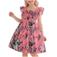 thumbnail image 1 of Vestido de Manga Corta con Bolsillos sin Mangas Cuello Redondo Cargo-Estilo Bolsillos de Pecho Tejido Y Falda Fluida para Niños Y Niñas, 1 of 7