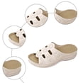 thumbnail image 6 of Rokment Womens Wedges Slides Sandals Comfortable Orthopetic Leather Memory Foam Arch Support Platform Walking Slip on Beach Summer Dress Slippers Beige Size 6, 6 of 8