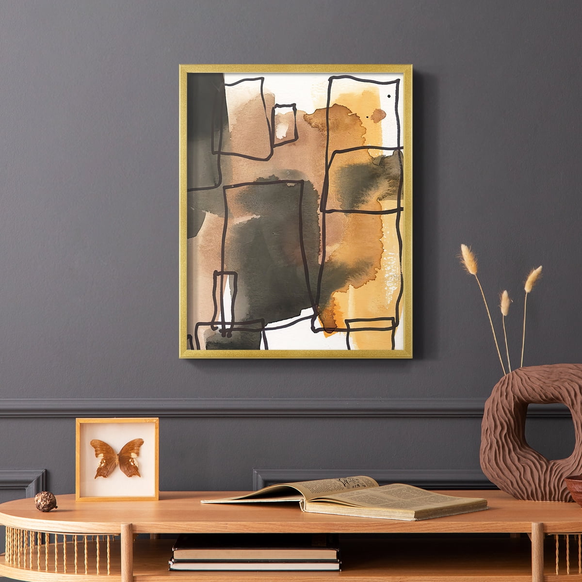 Retro Vibe I in Gold Solid Wood 8 x 10 Framed Print