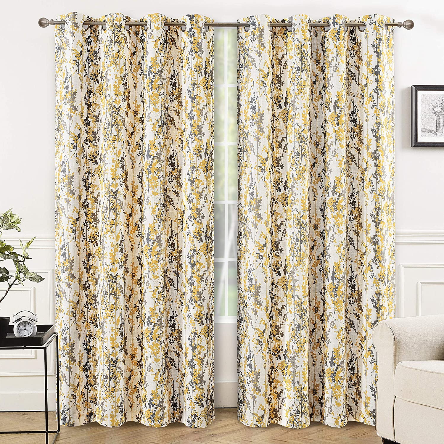 DriftAway Leah Linen Blend Abstract Floral Blossom Ink Painting