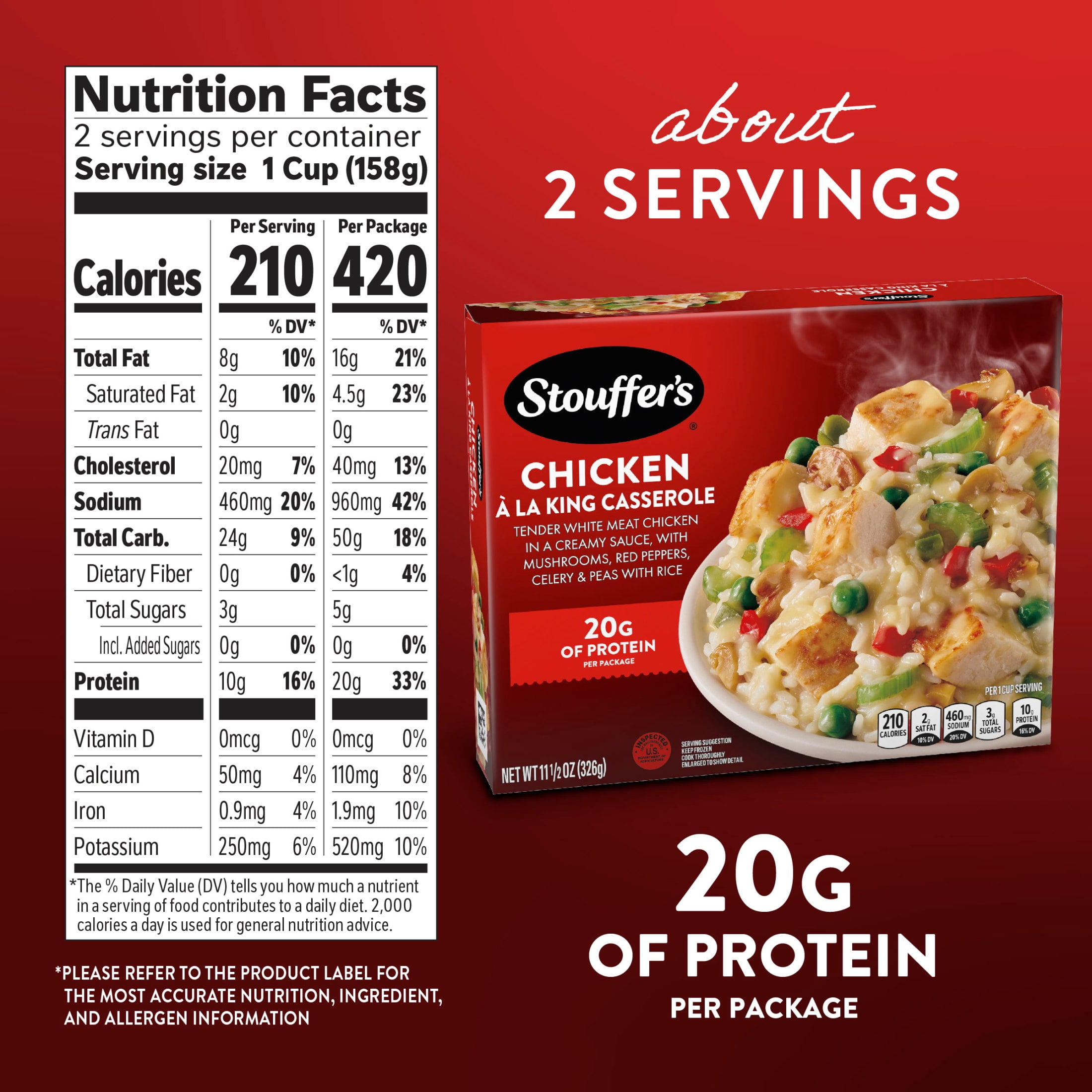 Stouffer's Chicken A La King Frozen Meal, 11.5 oz (Frozen)