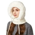 thumbnail image 7 of Women's 3-in-1 Ribbed Knit Hat with Integrated Scarf, Winter Face Mask Beanie, Thermal Ear Flap Trapper Cap, Cold Weather Balaclava Style, Unisex Outdoor Winter Gear - White, 7 of 7