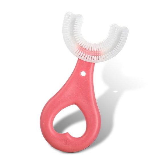 Cateissary Silicona 360 grados de mano en forma de U blanqueamiento cepillo de para bebés cepillo de para niños mango de cepillo Suministros de limpieza para el hogar rosa 2-6 años tipo 1