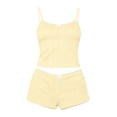 thumbnail image 6 of Dagugfen Pajama Sets for Women Sleeveless Camisole Tops Spaghetti Strap Elastic Waist 2" Shorts Home Sleepwear Sets(S,Yellow), 6 of 6