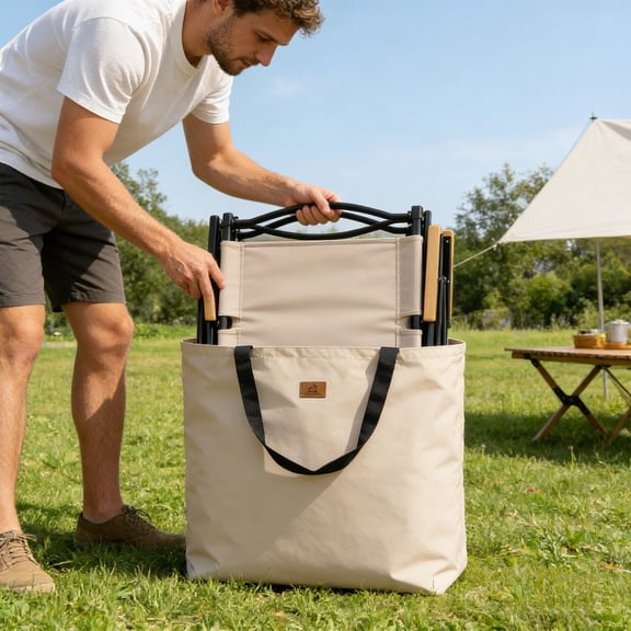 Eolstice Folding Chair Storage Bag Extra Large Carry Tote, Outdoor Camping Chair Folding Bed Travel Organizer Case for Picnic Beach Tailgate Equipment Gear,Black