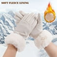 thumbnail image 2 of BadPiggies Women's Winter Gloves Sensitive Touch Screen Cold Weather Windproof Thermal Warm Fleece Lined PU Leather Glove - White, 2 of 8