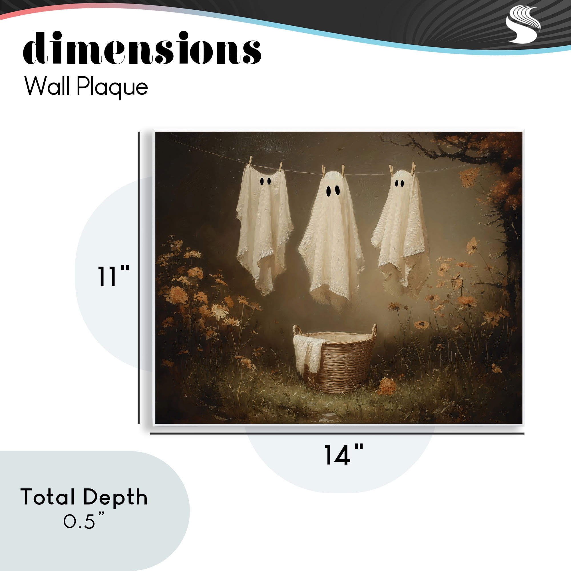 Three Laundry Ghosts Hanging Wall Plaque Art, design by Arlington Prints