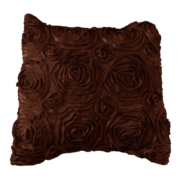 Satin Rosette Decorative Throw Pillow/Sham Cushion Cover Brown