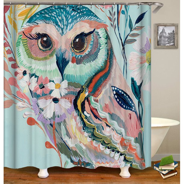 3pcs Colorful Owl Bathroom Set Non Slip Pedestal Rug Lid Toilet Cover Bath Mat Doormat Shower Curtain 12 Hooks Home Decor Gift Walmart Com Walmart Com