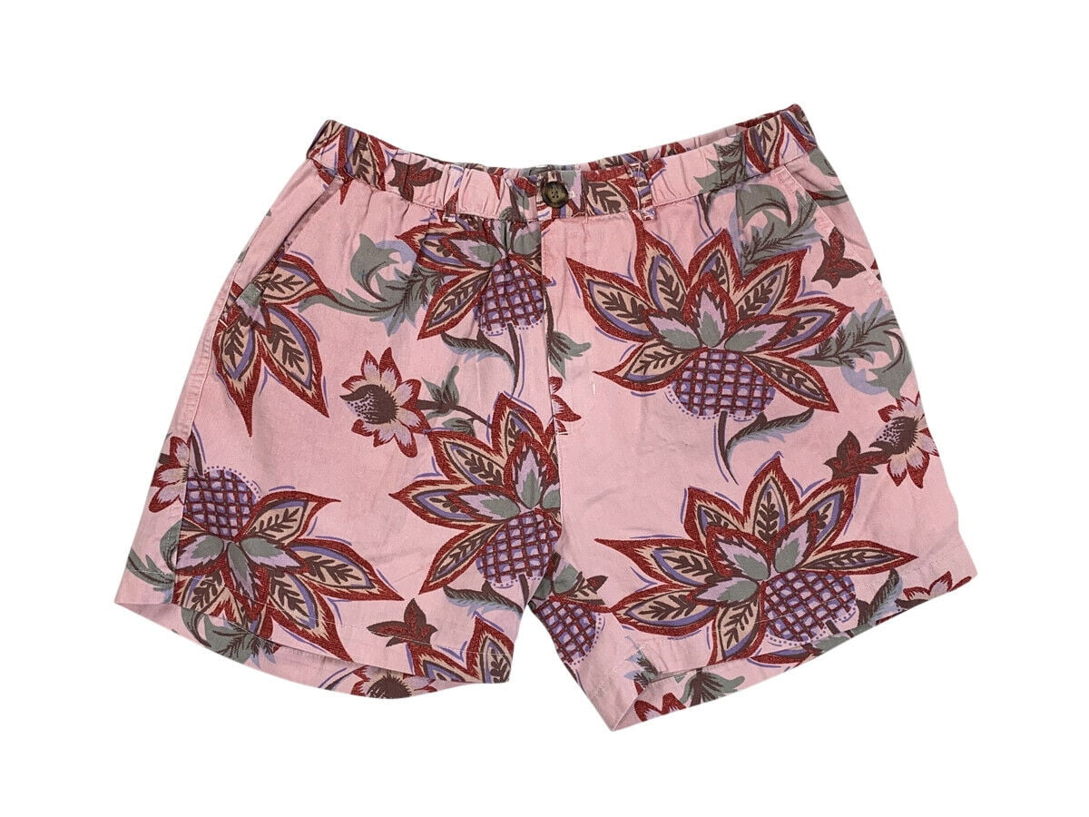 Chubbies Chubbies Mens 5" Cotton Floral Summer Shorts Pink New (L