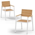 thumbnail image 1 of Juego de 2 sillas de comedor Oasbira HDPS para exteriores, color blanco y teca, 1 of 7