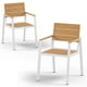thumbnail image 1 of Juego de 2 sillas de comedor Oasbira HDPS para exteriores, color blanco y teca, 1 of 7