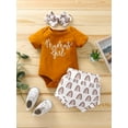 thumbnail image 2 of Gureui Newborn Infant Baby Girl Outfit Summer Short Sleeve Romper Jumpsuit  Floral Pant Shorts with Headband 3Pcs Clothes Set, 2 of 9