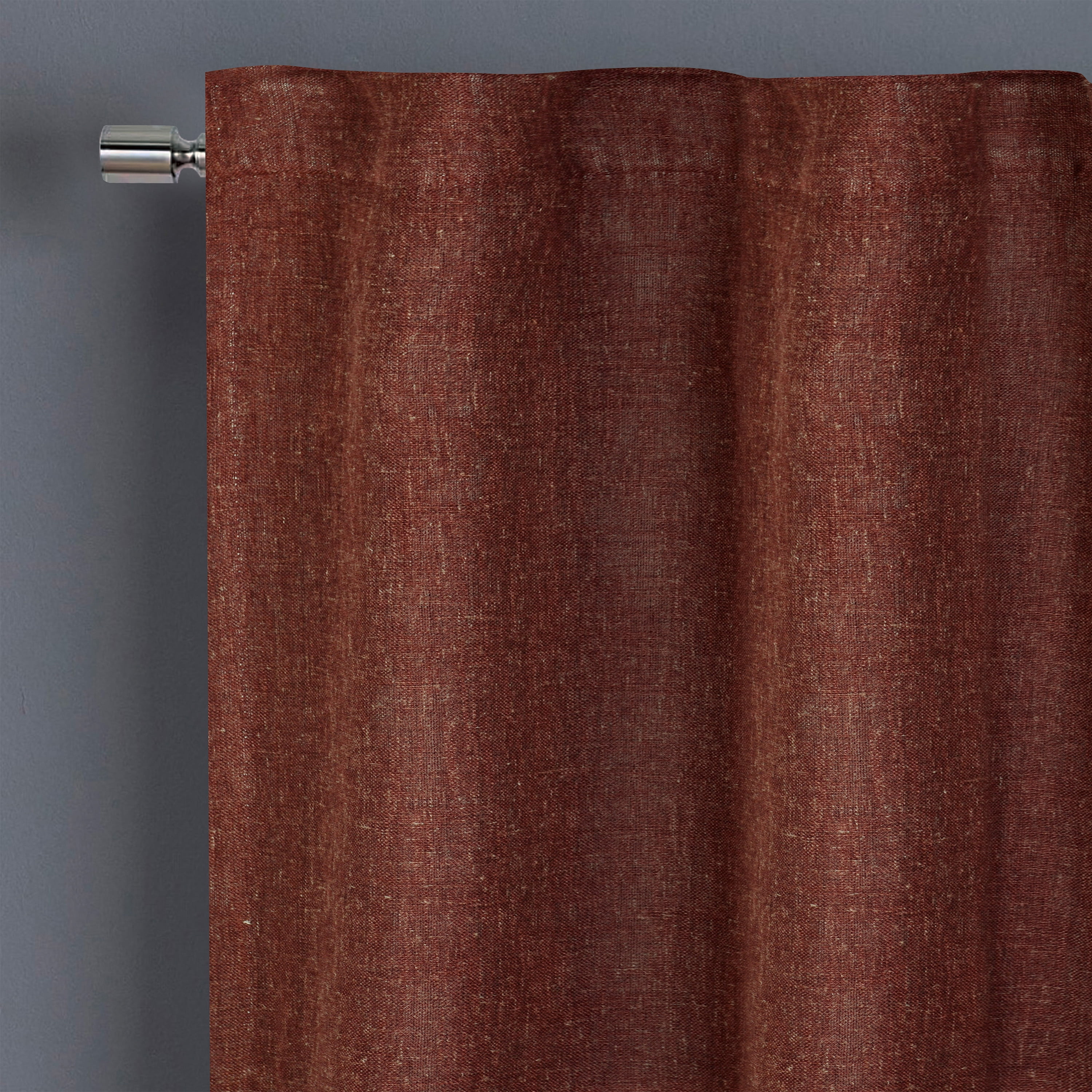 Better Homes & Gardens 100% Blackout Linen Blend Single Curtain, 50x63, Deep Redwood