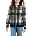 thumbnail image 3 of DxhmoneyHX Shackets for Girls Fashion Casual Zip Up Wool Blend Plaid Jackets Long Sleeve Bomber Jacket Outwear Coat Fall Clothes, 3 of 6