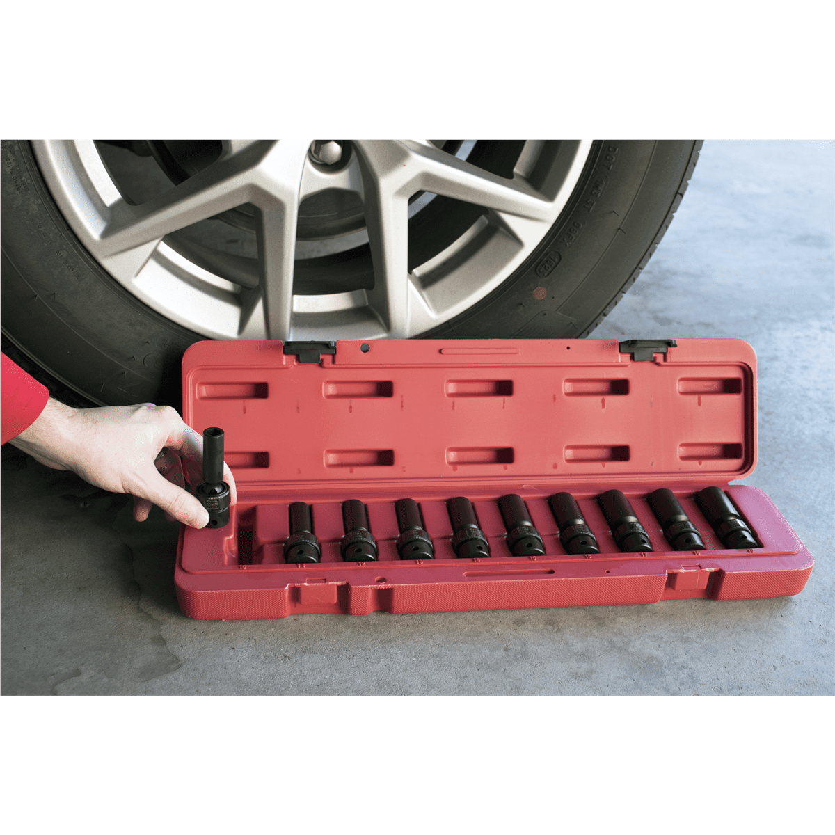 K-Tool 37400 10 Piece 3/8" Drive Metric Impact Flex Deep Socket Set