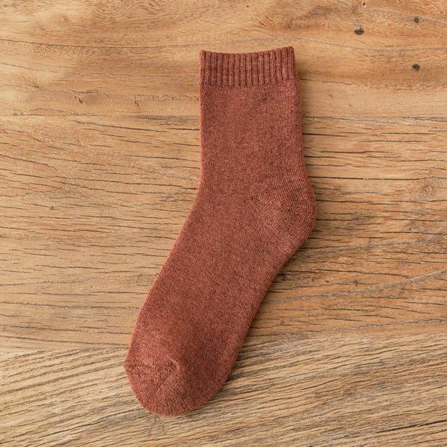 Bas à Moins de 5$ Chaussettes Rouges pour Femmes en Automne et Hiver Plus Velours Rembourré Chaussettes Chaudes Couleur Unie Longues Chaussettes en Coton Cadeaux pour Femmes