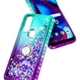 thumbnail image 2 of Nagebee Case for Motorola Moto G Stylus 5G (2022) with Tempered Glass Screen Protector (Full Coverage), Sparkle Glitter Liquid Bling Diamond [Ring Holder & Wrist Strap] Women Girls Cute (Aqua/Purple), 2 of 6