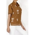 thumbnail image 3 of HAPPY BAY Women's Casual Short Sleeve Blouse Shirt Solid Blouses Button Up Dress Tops Tee Shirts Hawaiian Dresses for Women S plus-size Brown_X519, 3 of 4
