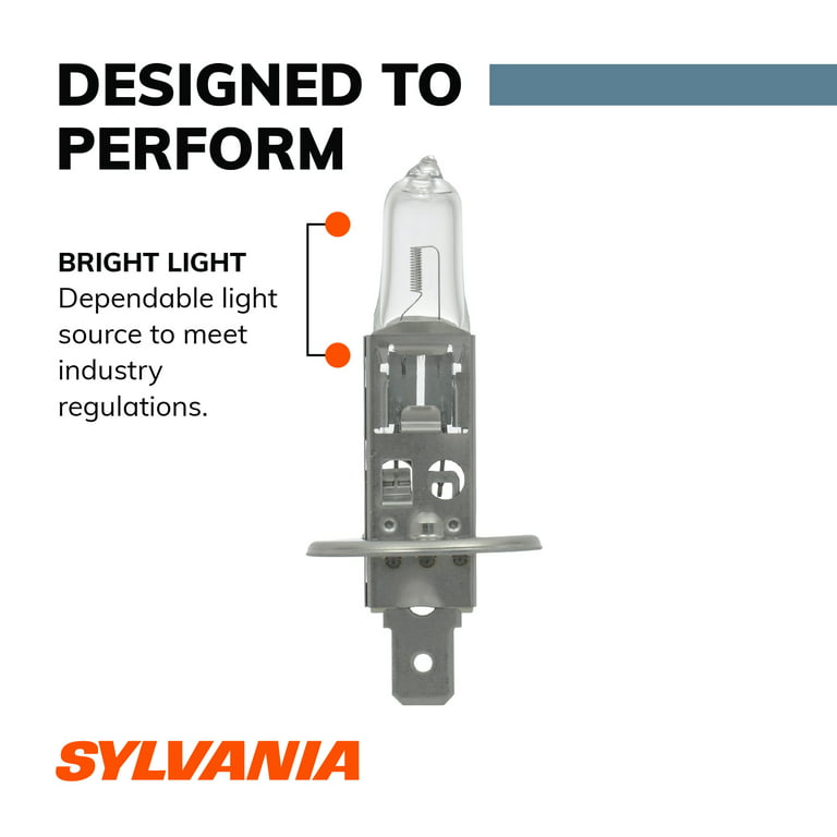 Sylvania H1 Basic Halogen Headlight Bulb, Clear and Silver