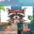 thumbnail image 3 of 1 Pcs 2D Flat License Plate Covers & Frames, Raccoon in American Flag Hat For Decorative Front, Waterproof For Decoration Aluminum License Plate Covers & Frames Cover For Men Women, 12" X 6", 3 of 5