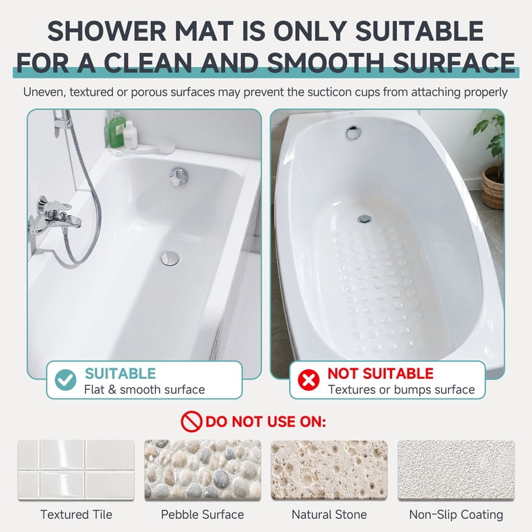Dinosam 16x35 Extra Long Non-Slip Bath Mat, Gray photo 8