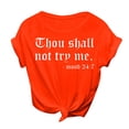 thumbnail image 1 of B91xZ T-Shirts pour Femmes Mode Automne Été Col Rond Uni Pull Manches Courtes, Orange TTG, 1 of 4