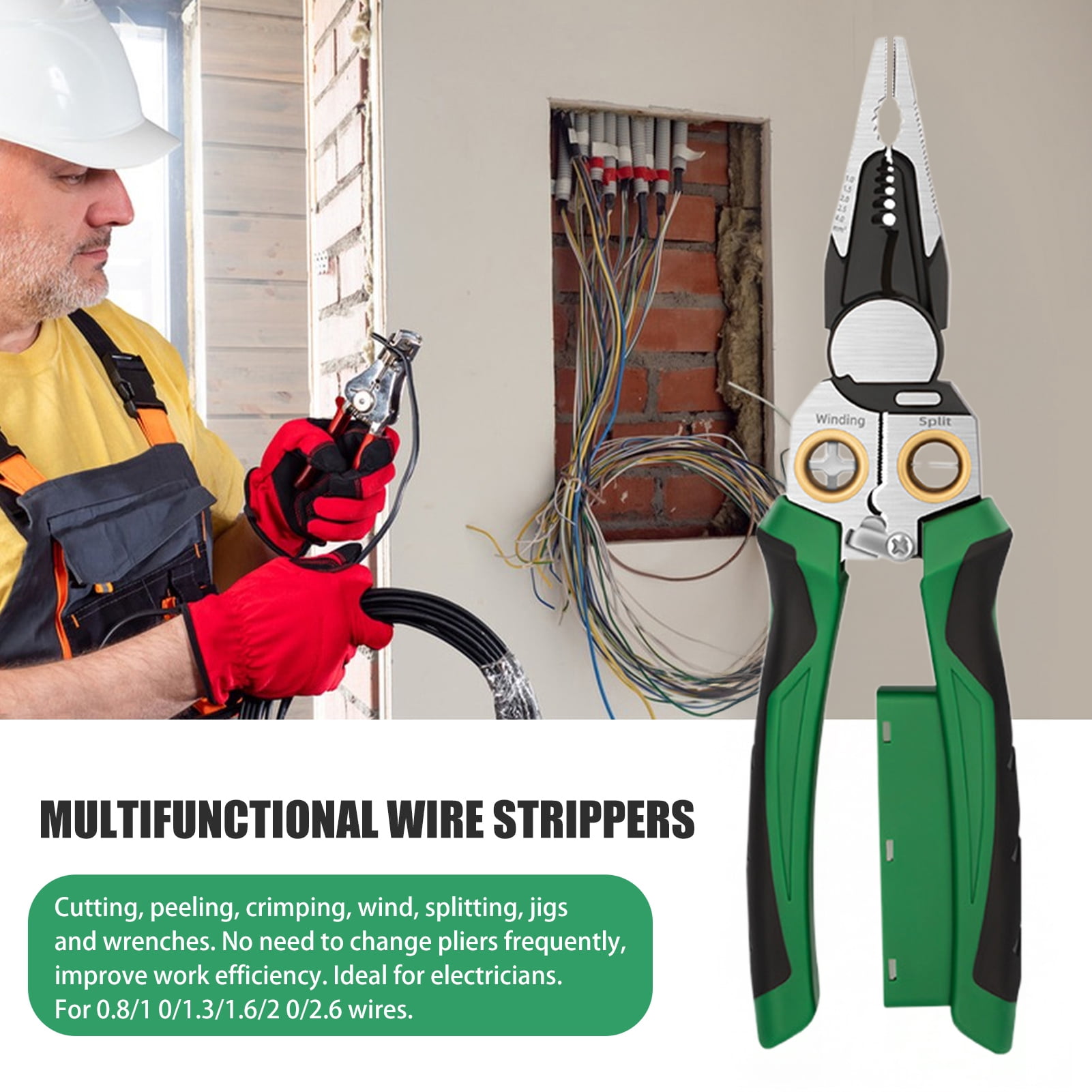 Sylvtty 8-in-1 Wire Stripper with Voltage Tester Ergonomic Handle Portable Multi-function Electric Wire Stripping Tool Cable Cutter