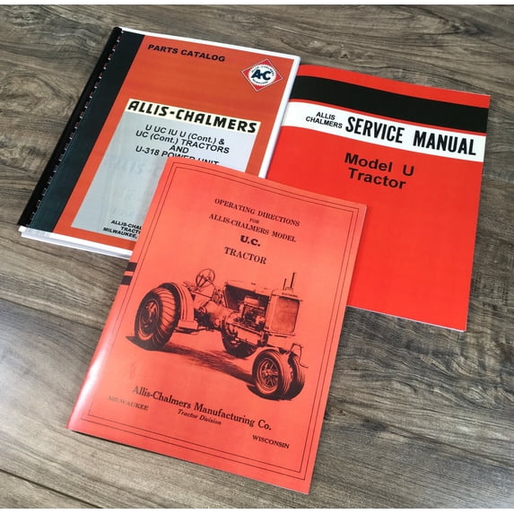 ALLIS CHALMERS UC TRACTOR SERVICE MANUAL PARTS OPERATORS OWNERS REPAIR SHOP SET