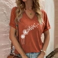 thumbnail image 2 of DeHolifer Women T Shirt Short Sleeve V-Neck Dandelion Printed Casual T Shirt Summer Fashion Blouse Tops Orange XL, 2 of 5