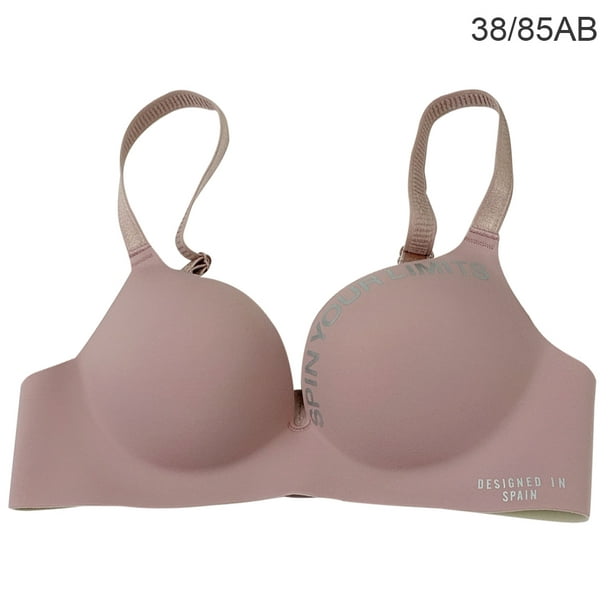 Seamless Bra Women Wireless Underwear Letters Thin Cup Push up Bra for  Girls, Pink, 38/85AB 