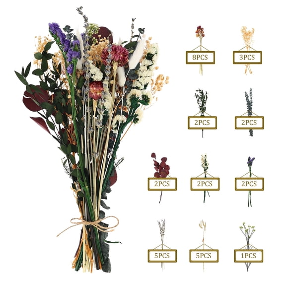 10Kinds of Natural Dried Flower Bouquet DIY Floral Arrangement with Eucalyptus Lavender Boho Wedding and Home Centerpiece Decoration Fall Table Decor