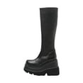 thumbnail image 2 of Bnwani Women Boots Footwear Thick Knee-High Knight Boot Black Size 4.5, 2 of 8