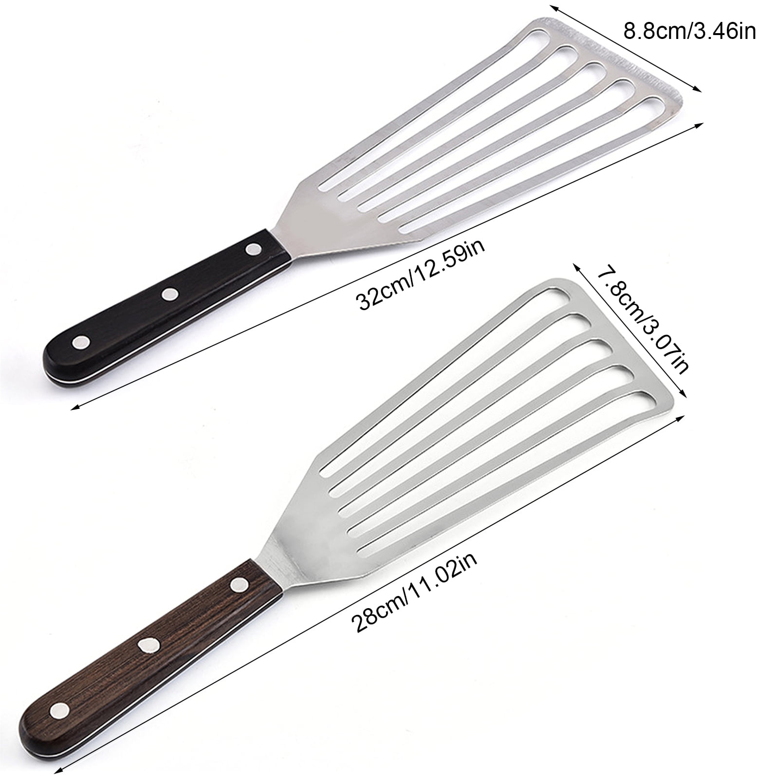 Steak Shovel Fish Spatula Fry Wooden Handle Stainless Steel Hollow Design Kitchen Tool Walmart Com Walmart Com
