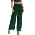 thumbnail image 1 of Pincandy Women's High Waist Lace Wide Leg Casual Pants, Loose Fit, Elastic Waistband, Daily & Party Wear, 1 of 6