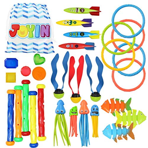 30 Pcs Diving Pool Toys Jumbo Set with Storage Bag Includes (5) Diving