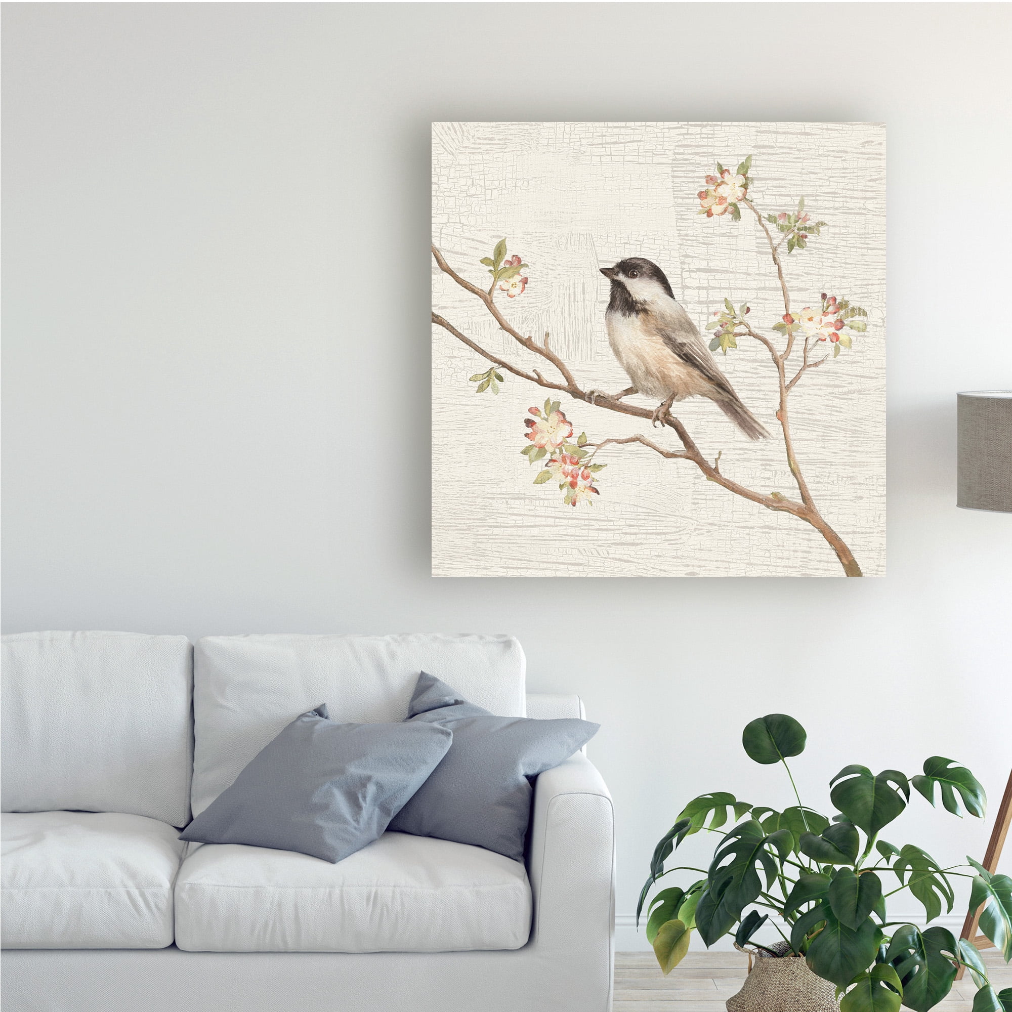 Trademark Fine Art 'Black Capped Chickadee Vintage Painting' Canvas Art by Danhui Nai