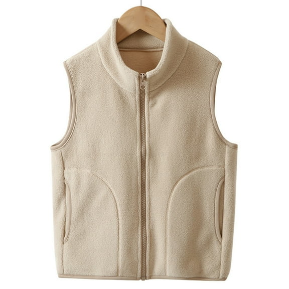 HNMKIU Kids Warm Vest for School Thermal Sleeveless Jacket Insulated Padded Kids Winter Coat for Boys and Girls 1-Beige,8-9 Years