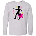 thumbnail image 3 of Inktastic Girl Playing Soccer- Pink and Yellow Stars Long Sleeve Youth T-Shirt, 3 of 5