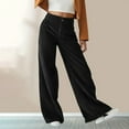 thumbnail image 2 of Summer Pants for Women Ladies' Solid Color Design Casual Pants Business Fashion Comfortable Loose Casual Fashion Women Lounging Workout Pocket Dressy Work Soccer Women's Trouser Black S, 2 of 8