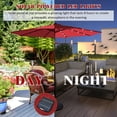thumbnail image 6 of Barara King Outdoor Waterproof Table Umbrella, UV Protection Pool Umbrella, 10' Solar LED Lighted Patio Market Umbrella Shade Tilt Adjustment Crank-Dark Red, 6 of 6