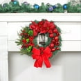 thumbnail image 5 of Front Door Artificial Christmas Wreath Door Decorations With LED Oil Lamp,Xmas Ball Artificial Red Berry Grass Bow Ornaments Decorations, 5 of 8