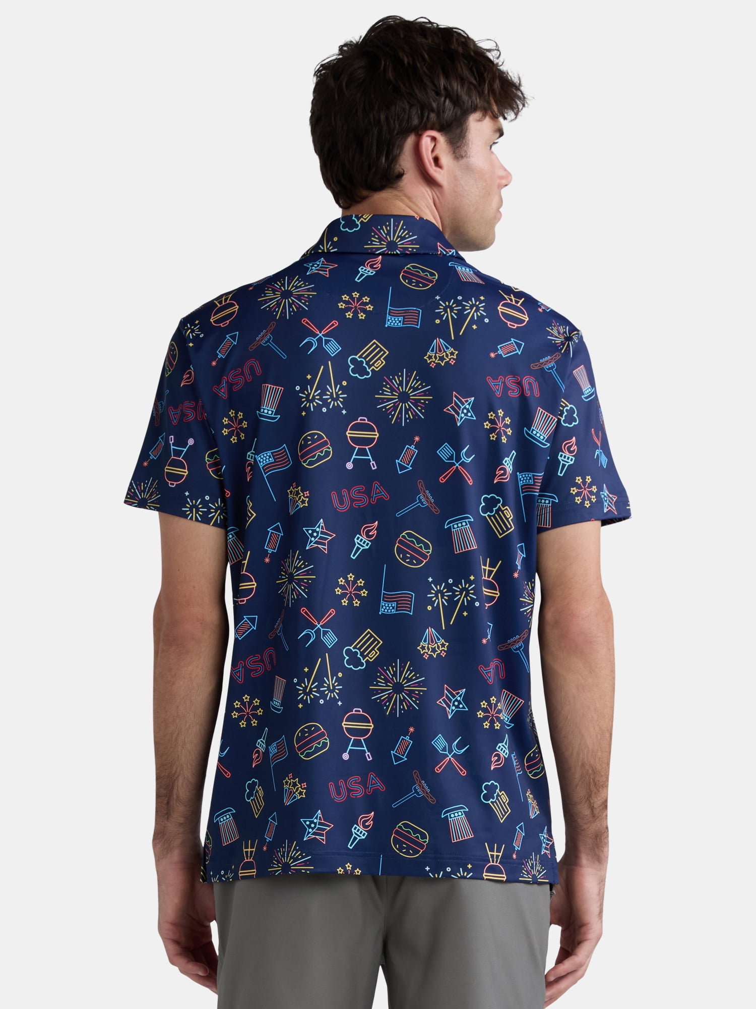 Birdie Bound Men's & Big Men's Novelty Print Golf Polo, Sizes S-5XL