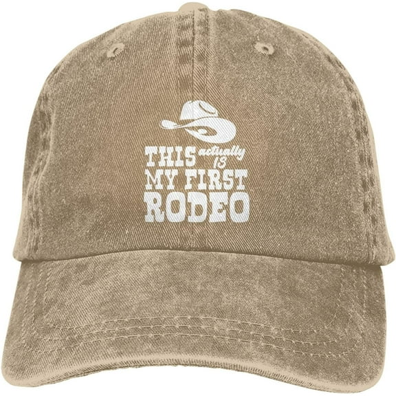 This Actually is My First Rodeo Hat Distressed Cotton Washed Baseball Cap Black Fashion Denim Hats Unisex Adjustable
