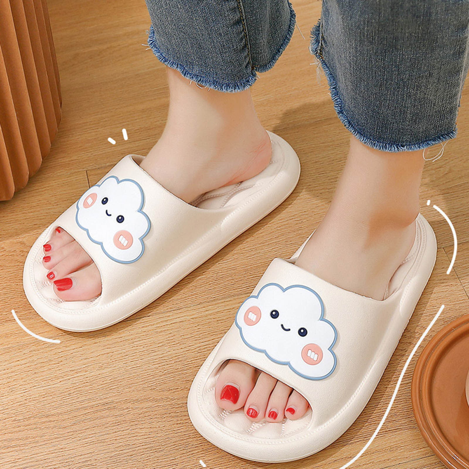 toon Zwijgend pit Cathalem Sparkly Slippers for Women Women Slippers Cartoon Cute Cloud Soft  Sole Comfortable Non Slip Hippo Slippers for Women White 7 - Walmart.com