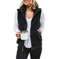 thumbnail image 2 of DPTALR Femmes Veste Unie à Fermetures Éclair avec Poches Couleur Peluche Sans Manches à Revers Gilet Manteau Ample, 2 of 6
